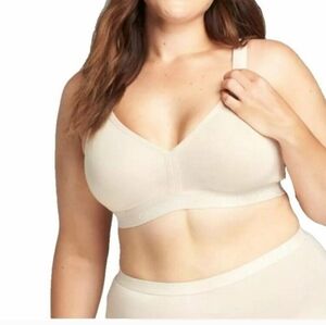 Cacique Lane Bryant Beige Cotton Unlined Wireless Full Coverage Bra 40DDD New